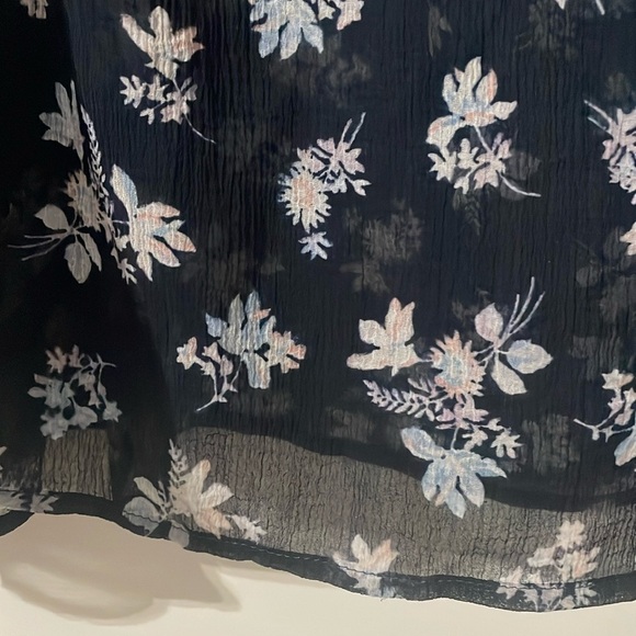 American Eagle Outfitters White Floral and Blue Ruffled Sheer Blouse Size XL - Picture 9 of 14